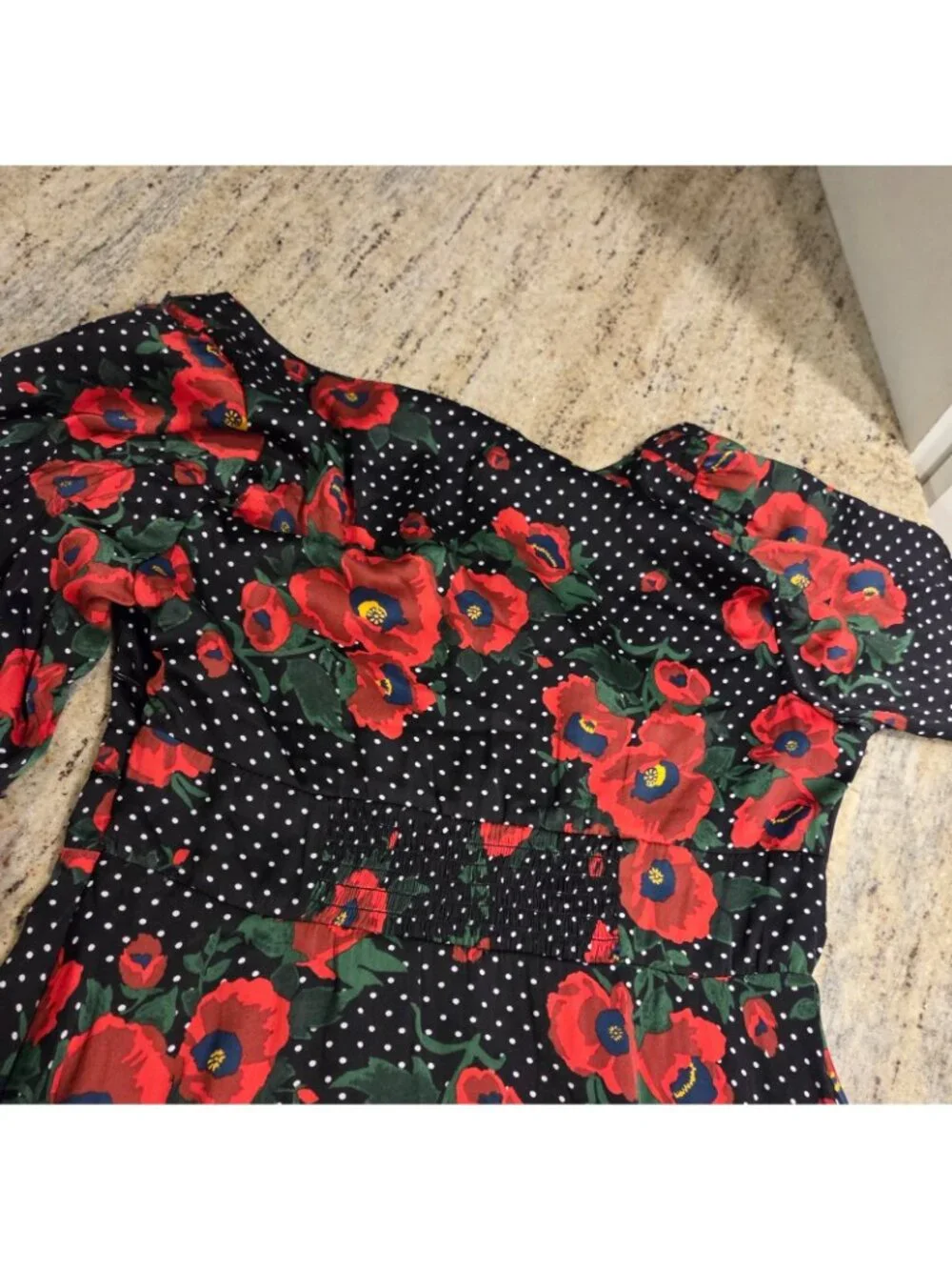 New! Free People Size 12 Morning Light Black Print Long Sleeve Mini Dress
